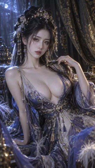 夜深人静，魅魔出击，你顶得住吗？ 9:16 竖版，标准近距离半身构图，超写实真人摄影 × 东方奢靡幻境 × 暗黑童话 × 高级古风 Editorial × 冷… · AIVideoHub 🕊️