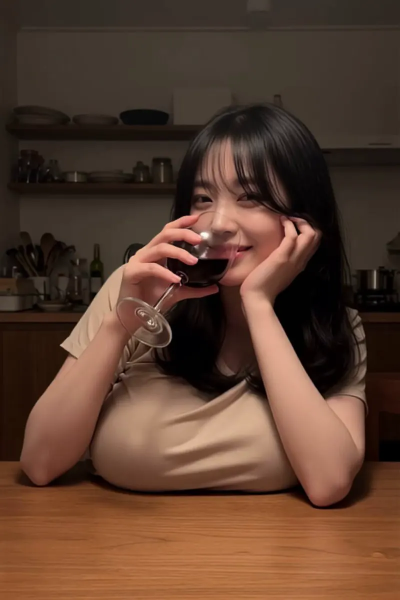 今日はとことんつきあってくれる？🍷 #Grokimagine · Ten