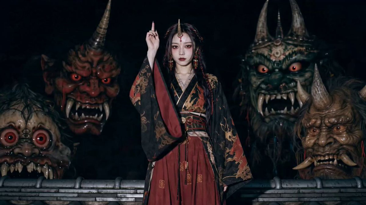 さぁ、百鬼夜行のお時間です👹 #AI百鬼夜行2026 · AI Girl's Photo Studio