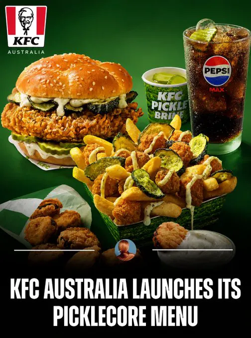 KFC Australia launches Picklecore menu featuring a Pickle Burger, Frickles, Pic… · non aesthetic things