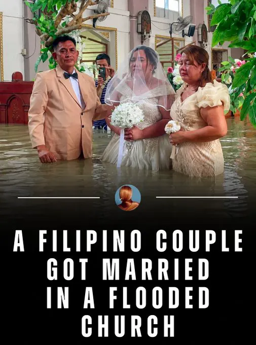 Filipino couple goes ahead with wedding at flooded church despite nearly a mont… · non aesthetic things
