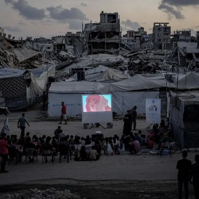 Palestinian children in Gaza watching The Lion King together · non aesthetic things