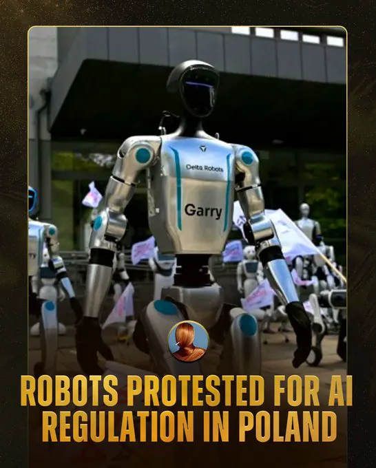 About 30 robots marched outside Poland's Digital Affairs Ministry chanting "we … · non aesthetic things