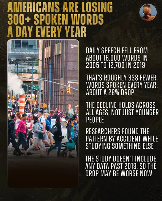 A study found Americans' daily word count dropped from about 16,000 in 2005 to … · non aesthetic things