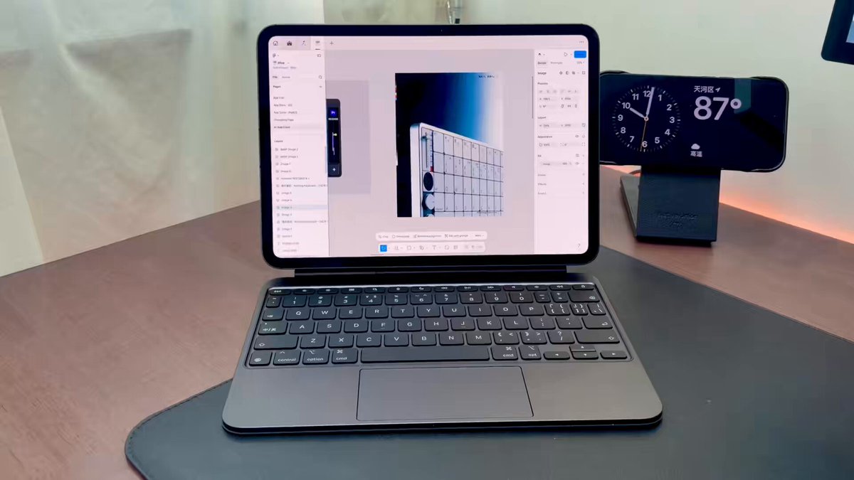 iPadOS 把三指手势固定给了系统级 App 切换，没法用来做「三指移动画布」。所以我给 iPad 版 Figma 做了个小键盘手势：用「Option + … · BunnyLau
