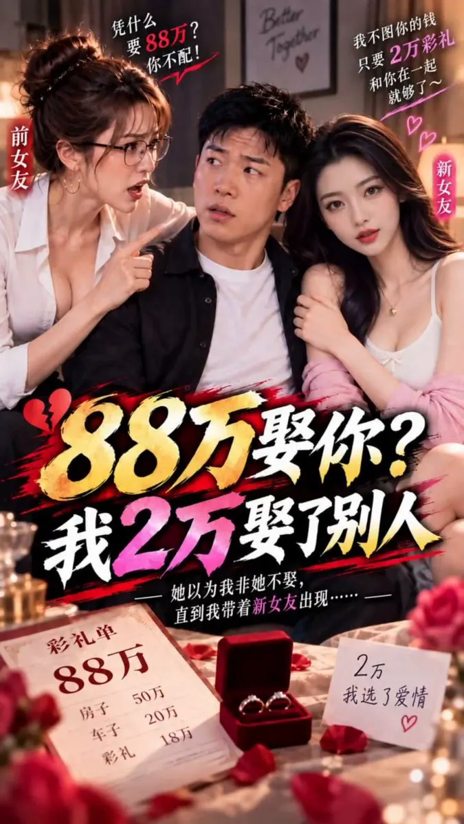 《彩礼之下》 前女友开口就是88万，房子车子全都要，新女友只说了句和他在一起就够了。她一直觉得自己非他不嫁，直到新女友真站在了她眼前...... 更多精彩尽在… · 香蕉姐姐